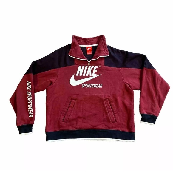 90's Vintage NIKE Sportswear Sweater Pullover Jacket Red Tag Womens Size Medium - Picture 1 of 6